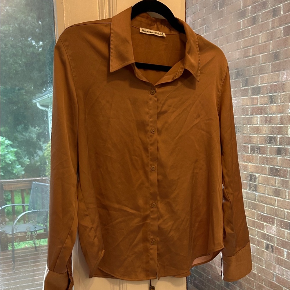 Abercrombie & Fitch silky tan Blouse - Picture 4 of 5